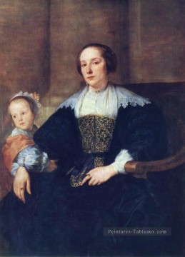 La femme et la fille de Colyn de Nole Baroque peintre de cour Anthony van Dyck Peinture à l'huile